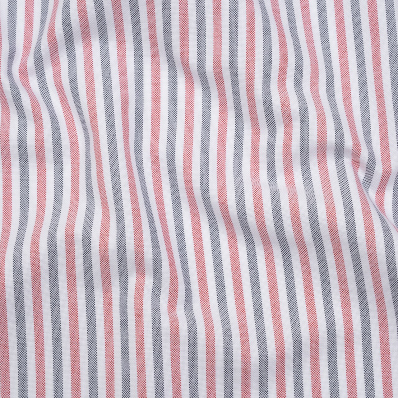1 Yard Cotton Oxford Shirting Navy Blue Red and White Candy Stripes Deadstock